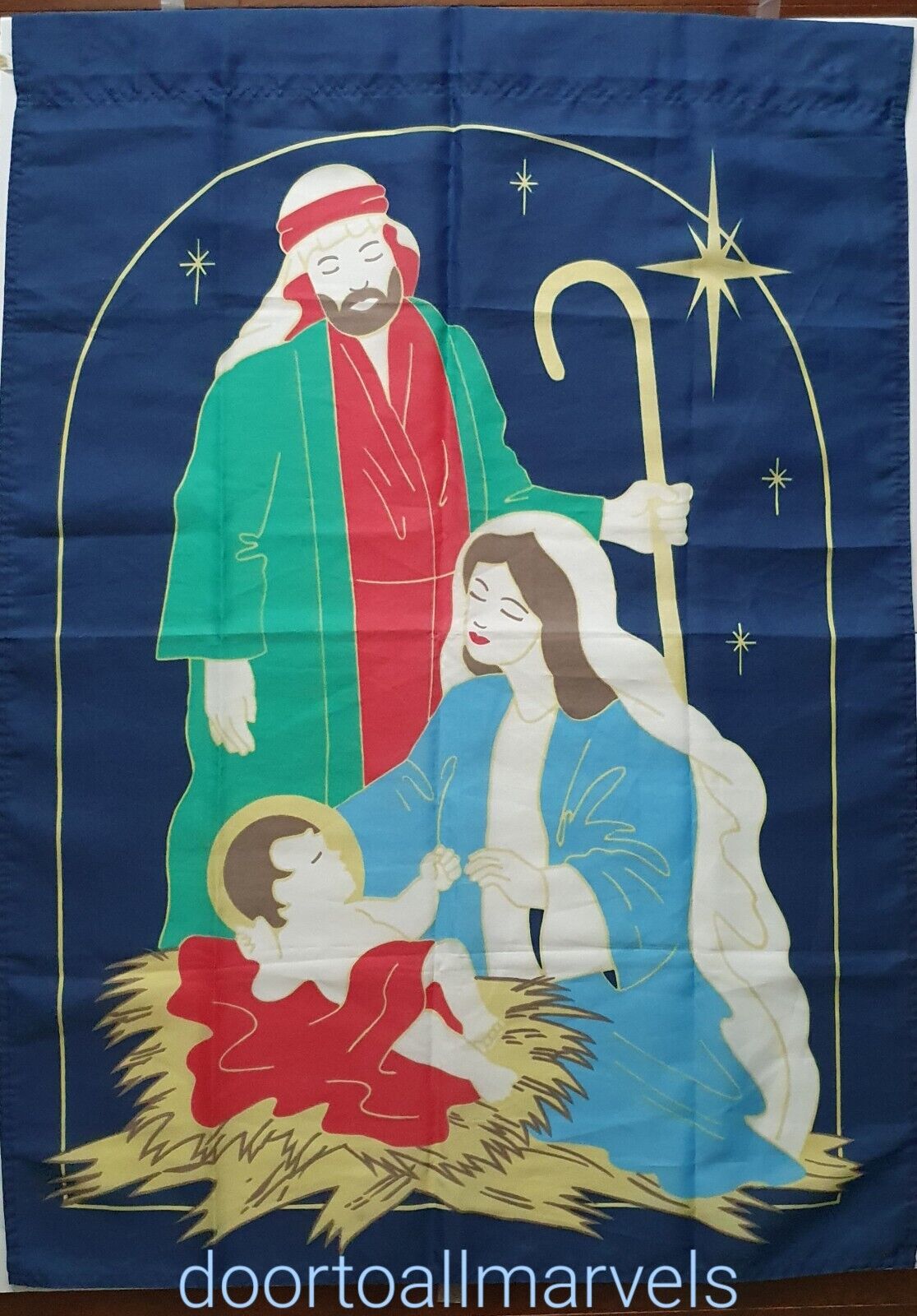 VTG 1998 Holy Family Christmas Banner Large Bright Colors