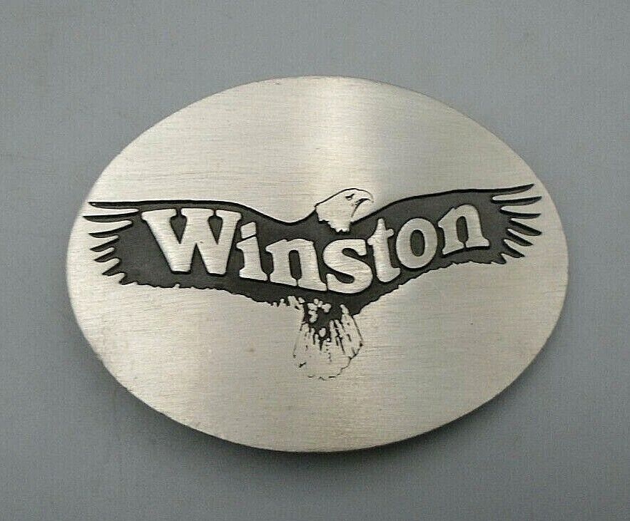 Vintage RJR RJ Reynolds Tobacco Co Etched Winston Eagle Belt Buckle 1982