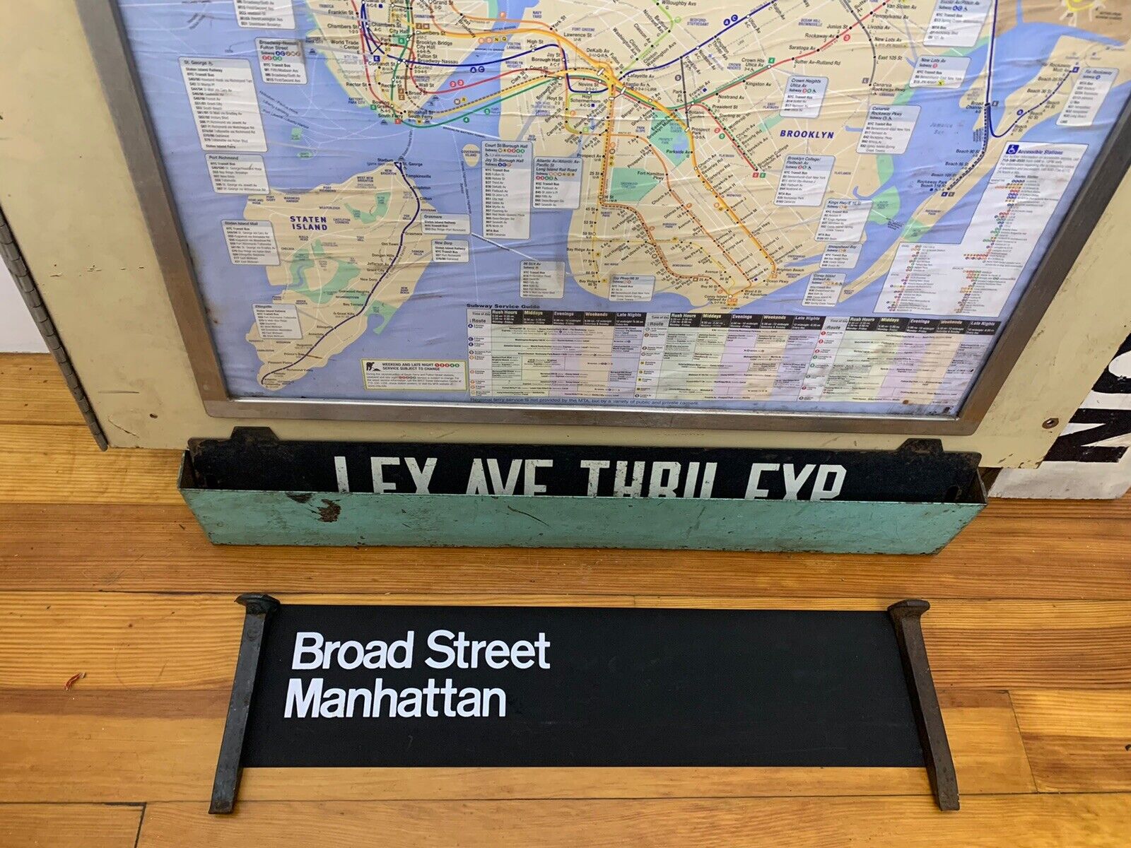 NYC SUBWAY SMALL FONT ROLL SIGN BROAD STREET MANHATTAN NEW YORK STOCK EXCHANGE