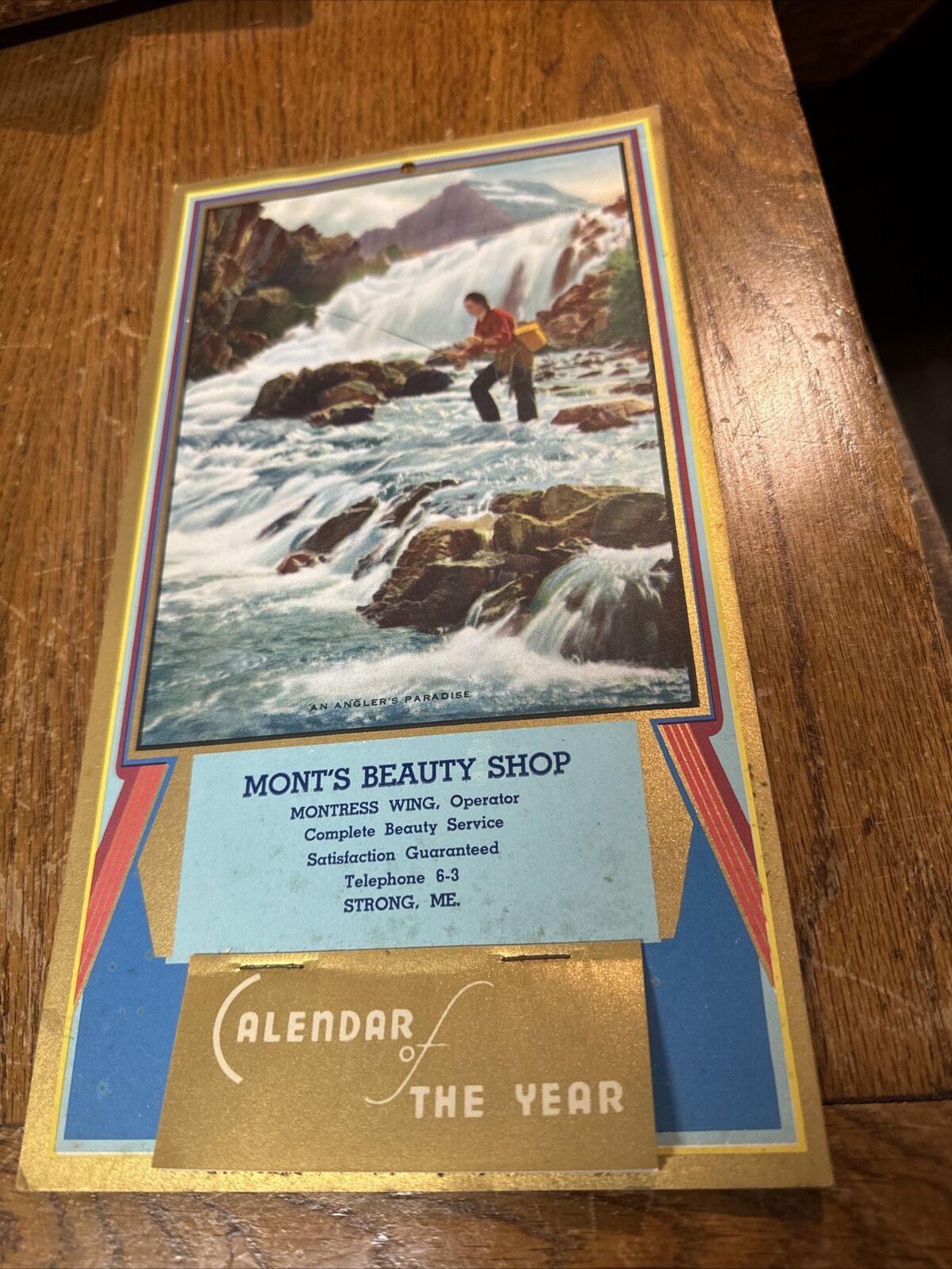 Vtg 1938 Mont’s Beauty Shop Calendar. Strong, ME
