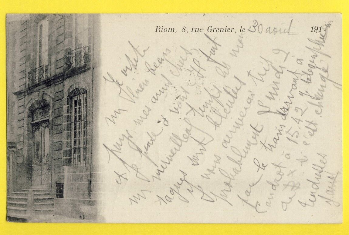 Sublime antique postcard very rare 63 - riom (Puy de DÃ\'me) 8 rue GRENIER