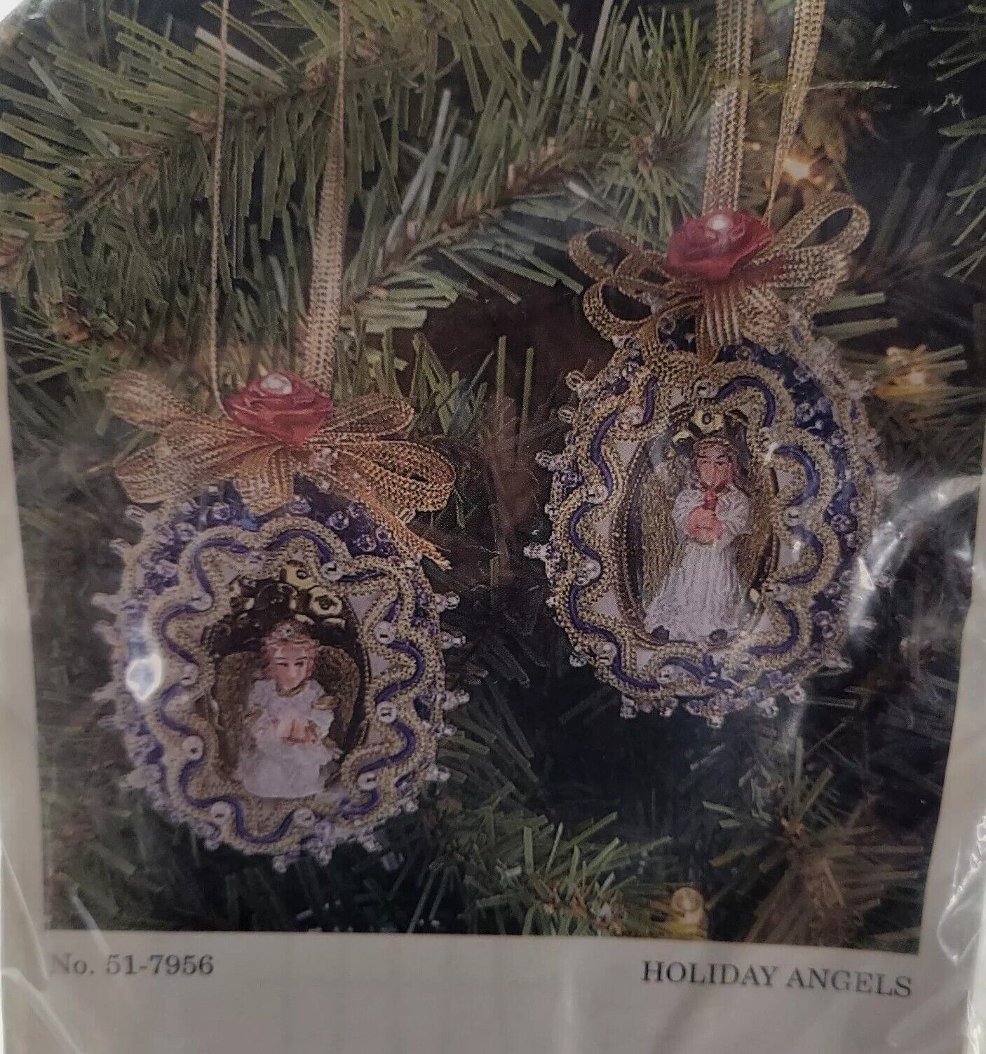 Vintage Sequin Push Pin Beaded Handmade Pearl Gold Christmas Ornament Kit Angel