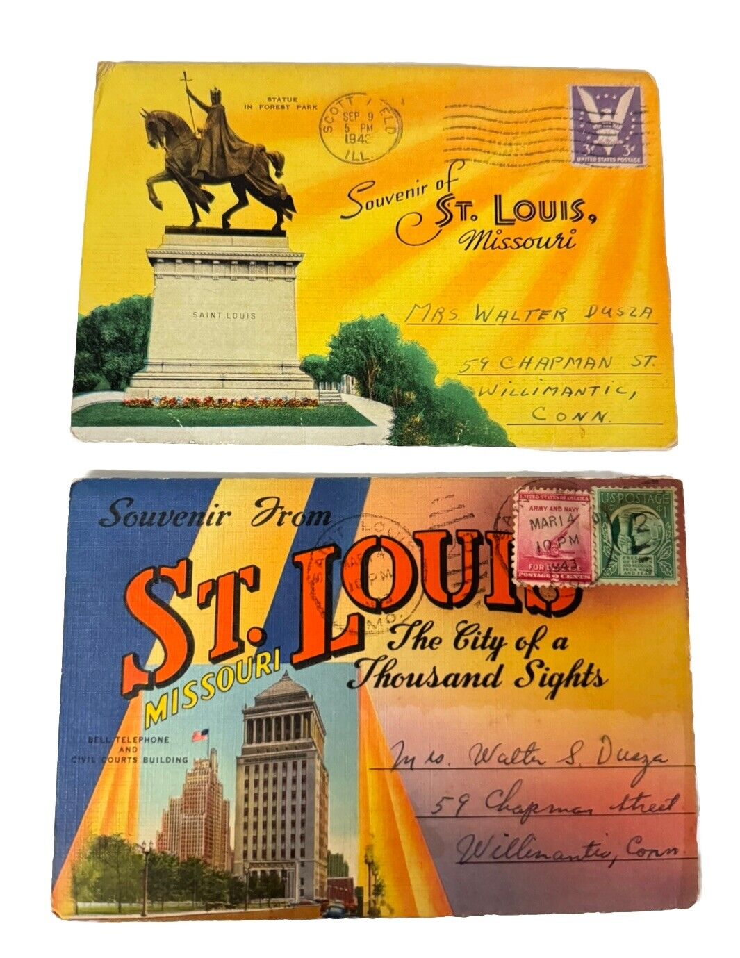 2 Vintage St. Louis Missouri Fold Out Souvenir Postcard