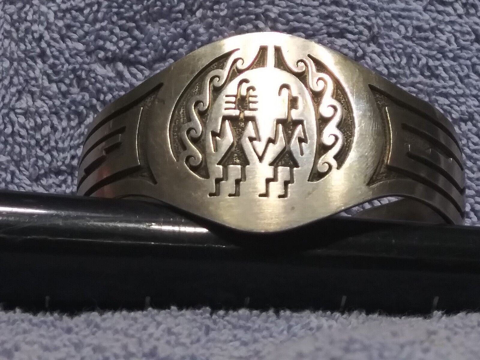 Vintage Sterling Silver Unique Hopi Cuff Bracelet Size 6.8 Heavy 32.9 Grams