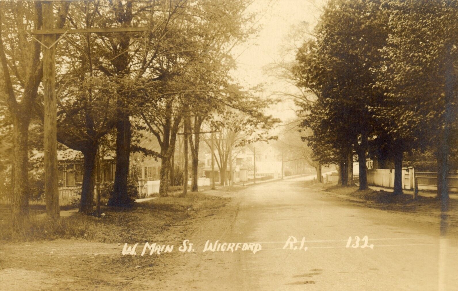 circa 1910 Wickford RI photo postcard, West Main Street,  Rhode Island