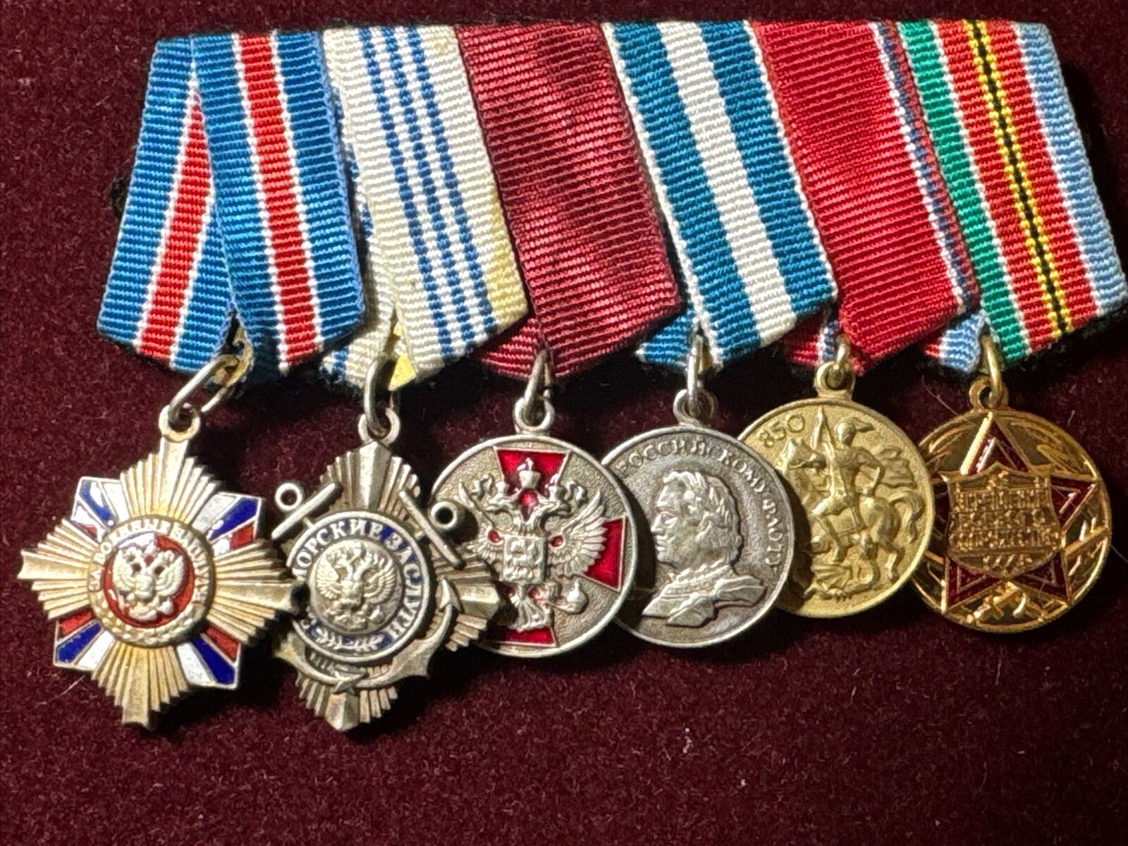 RUSSIAN FED/USSR ORDERs/ Medals  Miniature Bar of 6 Awards 2 Orders 4 Medals