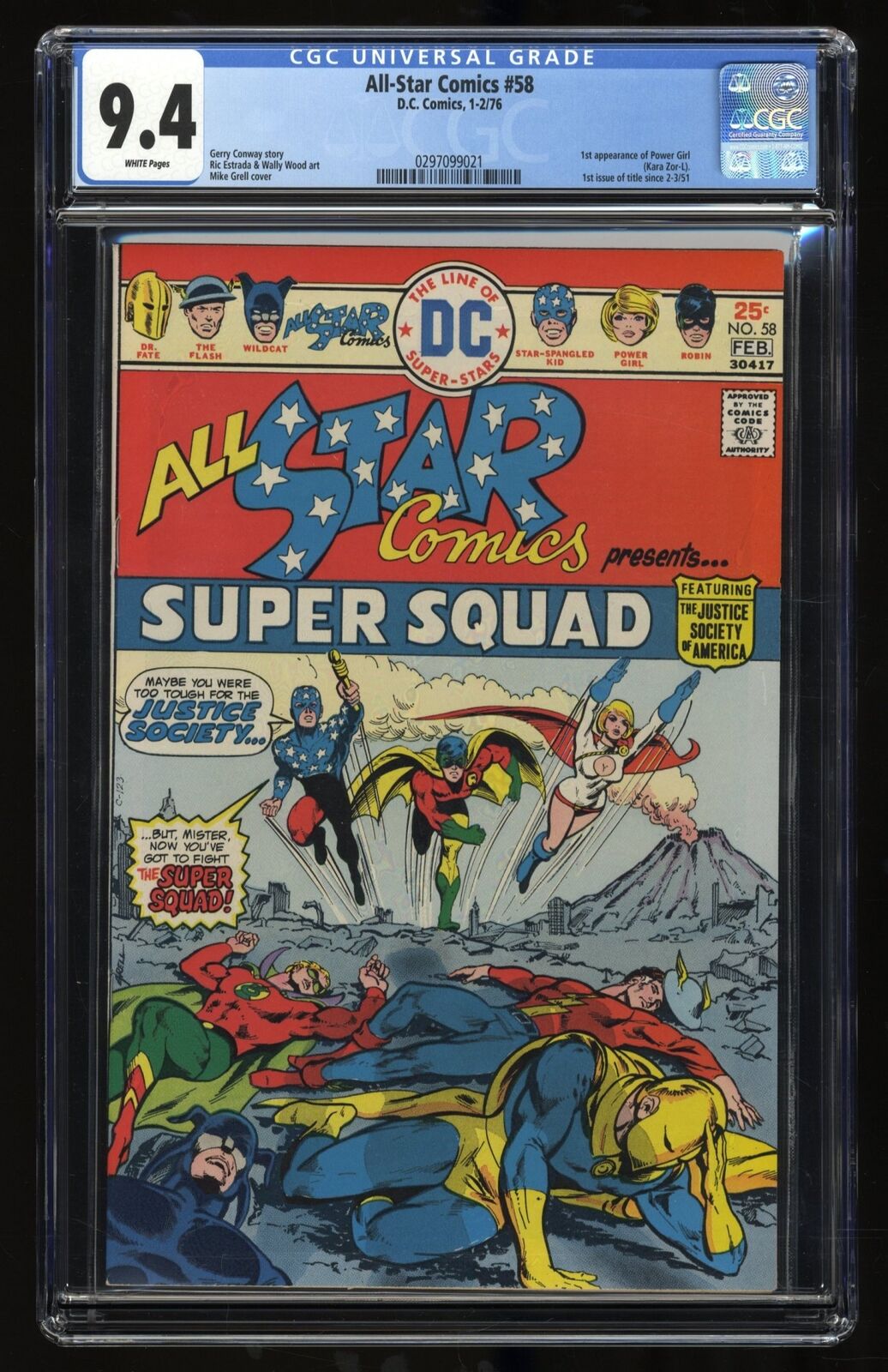 All-Star Comics #58 CGC NM 9.4 White Pages 1st Appearance Power Girl 