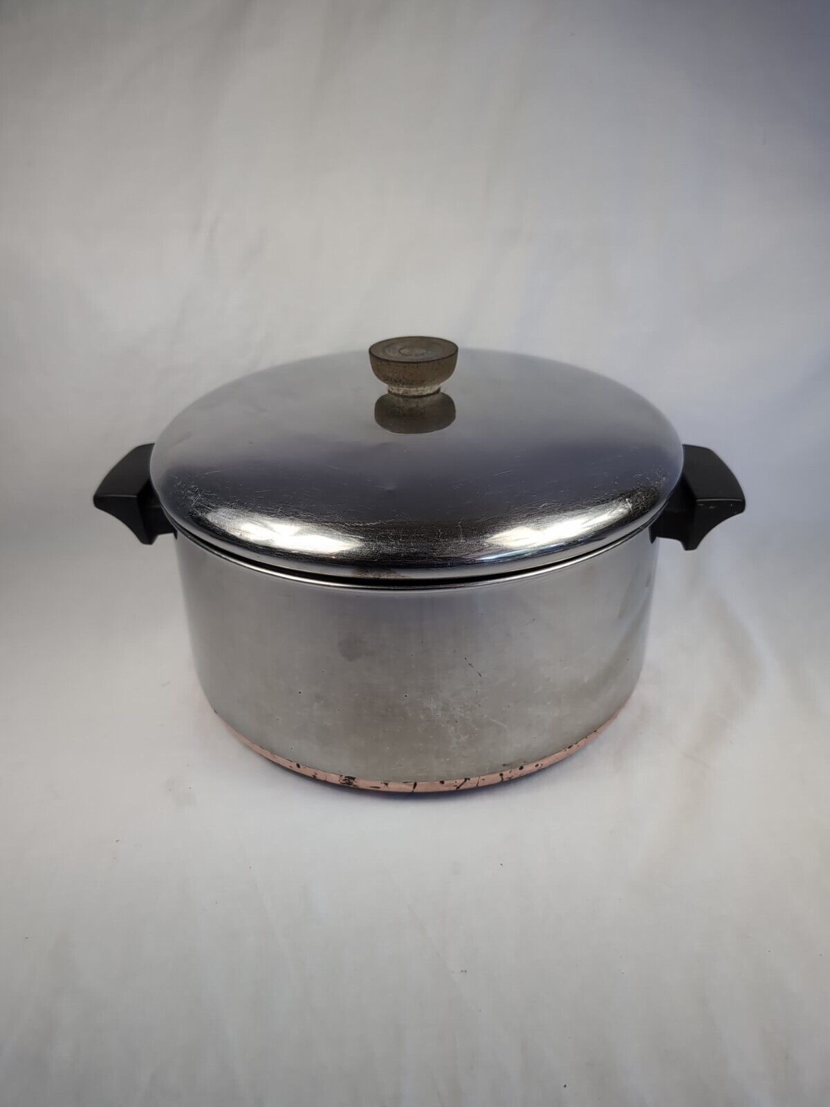 Vintage Revere Ware 6 Qt Quart Stock Pot Copper Bottom 1801 w/Lid USA Illinois 