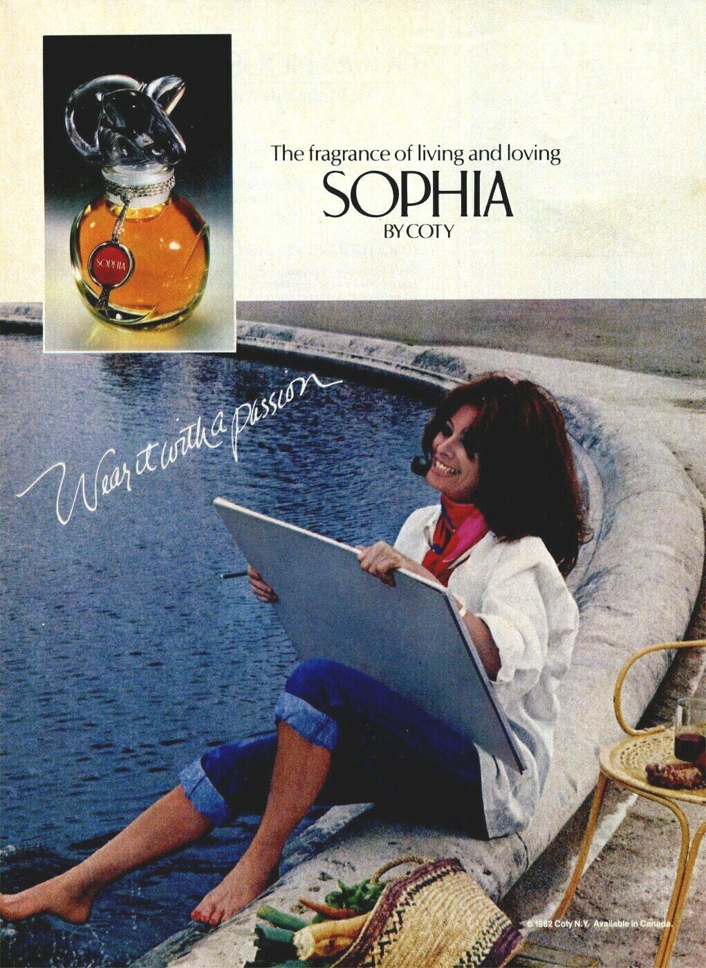 Original Magazine Print Ad 1983 Sophia by Coty Fragrance (Sophia Loren)