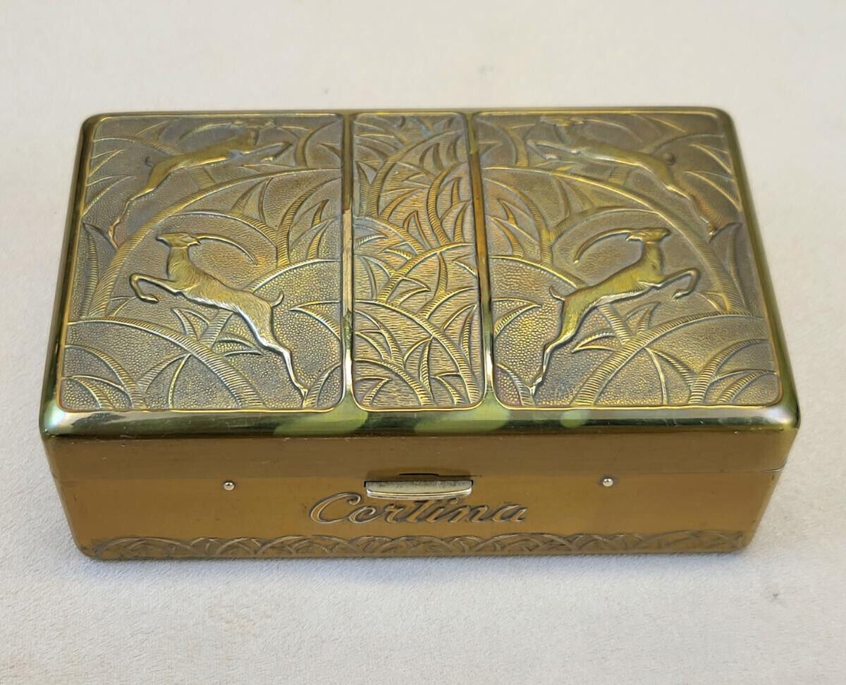 Early 50s Art Deco Style Gilt-Brass Certina by Elgin Watch Box 1.8\