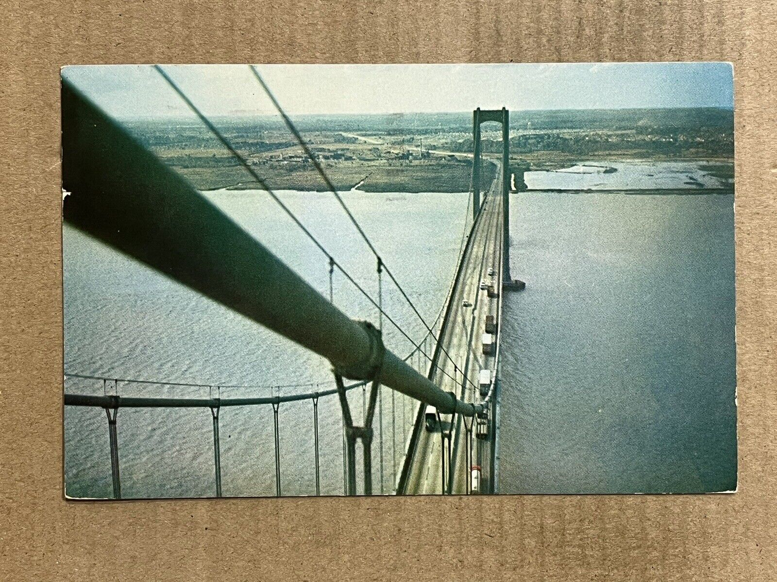 Postcard Wilmington DE Delaware Memorial Bridge Aerial View Vintage PC