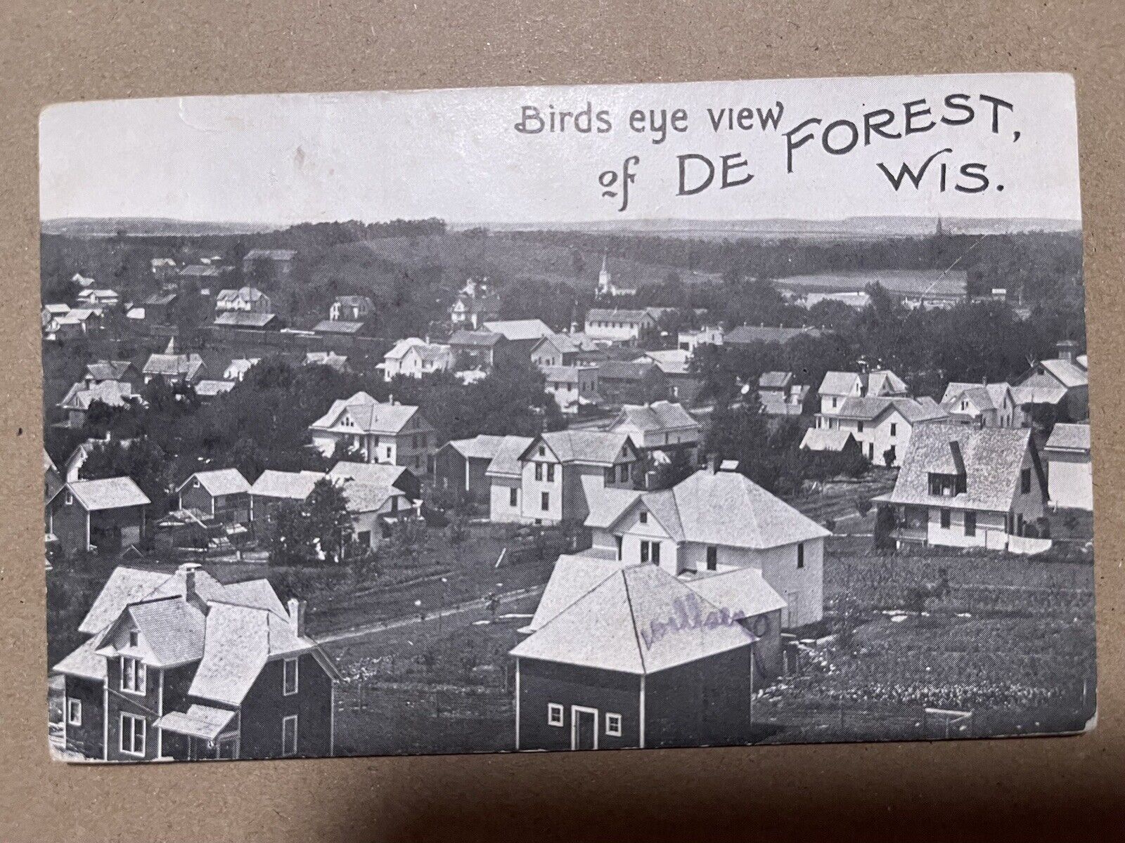 De Forest, Wisconsin Birds Eye View Postcard 1913