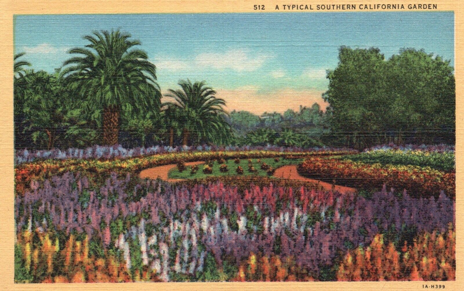 Postcard CA Typical Southern California Garden 1931 Linen Vintage PC H4673