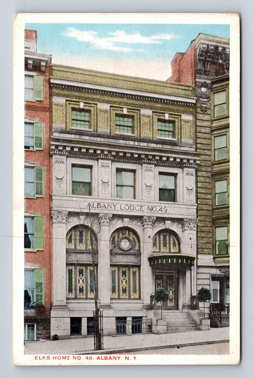 Albany NY- New York, Elks Home Number 49, Antique, Vintage Souvenir Postcard