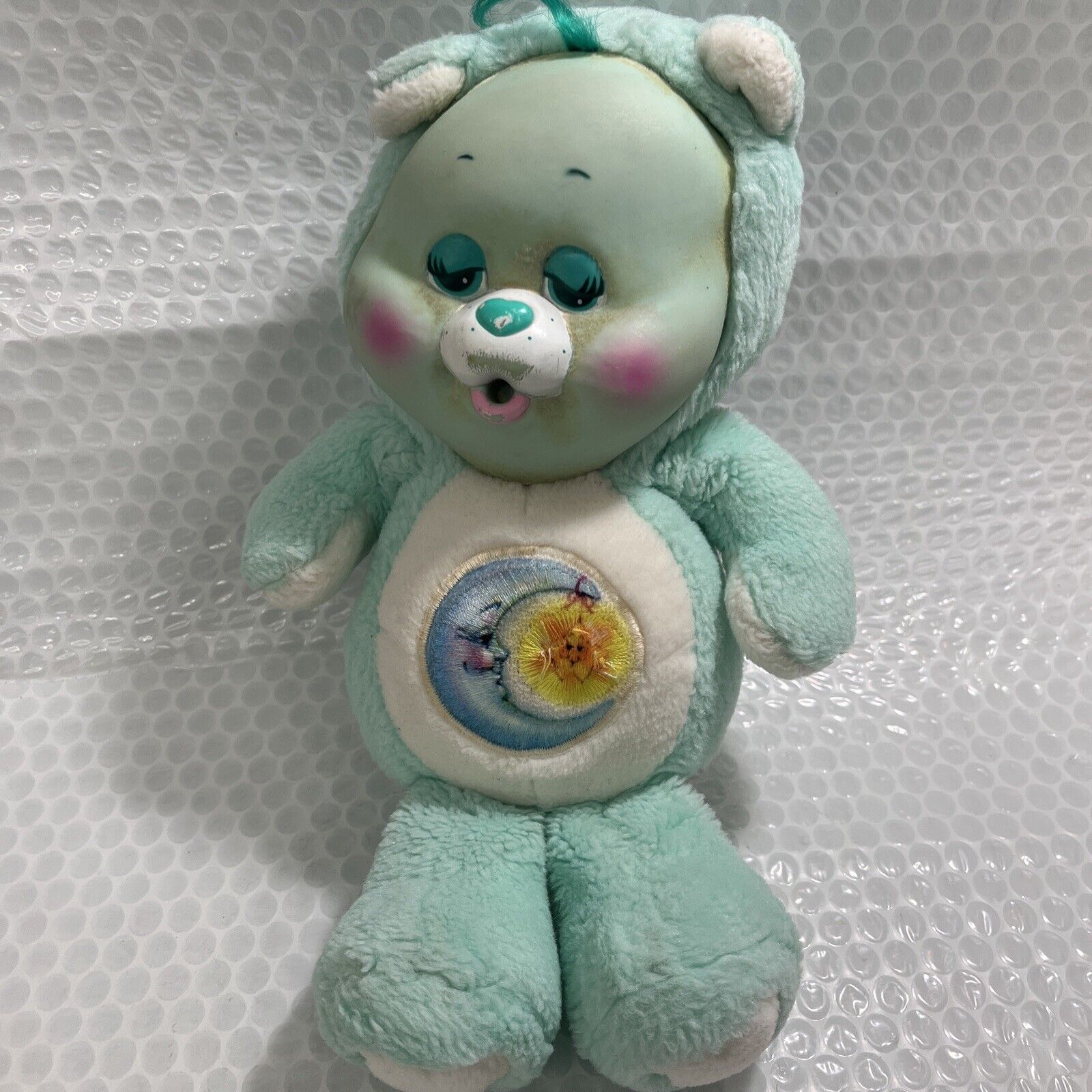 Adorable Vintage Care Bears Plush, Flocked Face Bedtime Bear Plush by Kenner