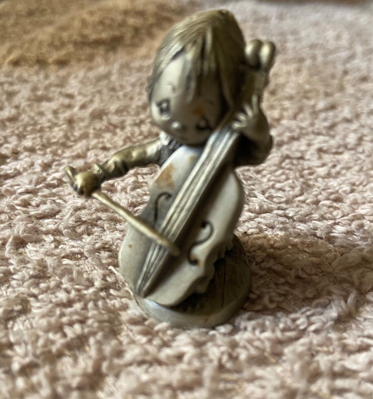 Vintage Fine Pewter 1983 Hallmark Little Gallery Child Playing Cello Figurine