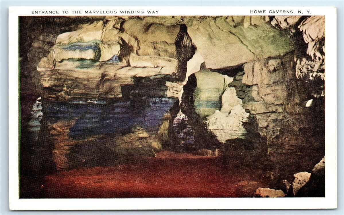 Postcard Entrance to Marvelous Winding Way, Howe Caverns NY F194