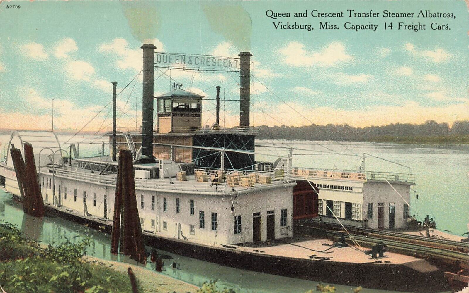 LP44  Transfer Steamer Albatross Riverboat  Vicksburg Mississippi  1908 Postcard