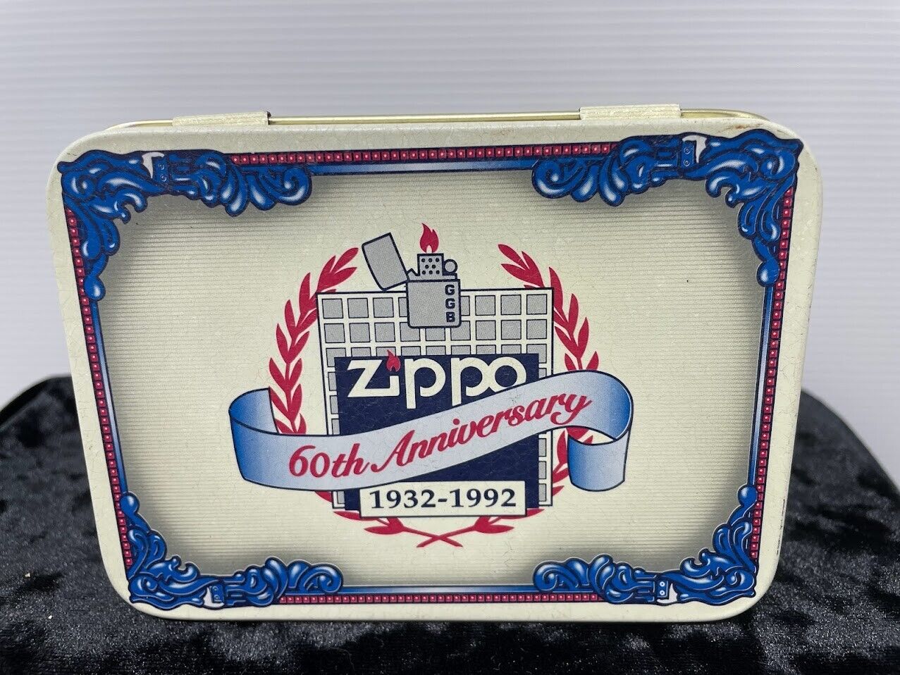 Vintage 1932-1992 Zippo Lighter 60th Anniversary Tin & Instructions NO LIGHTER