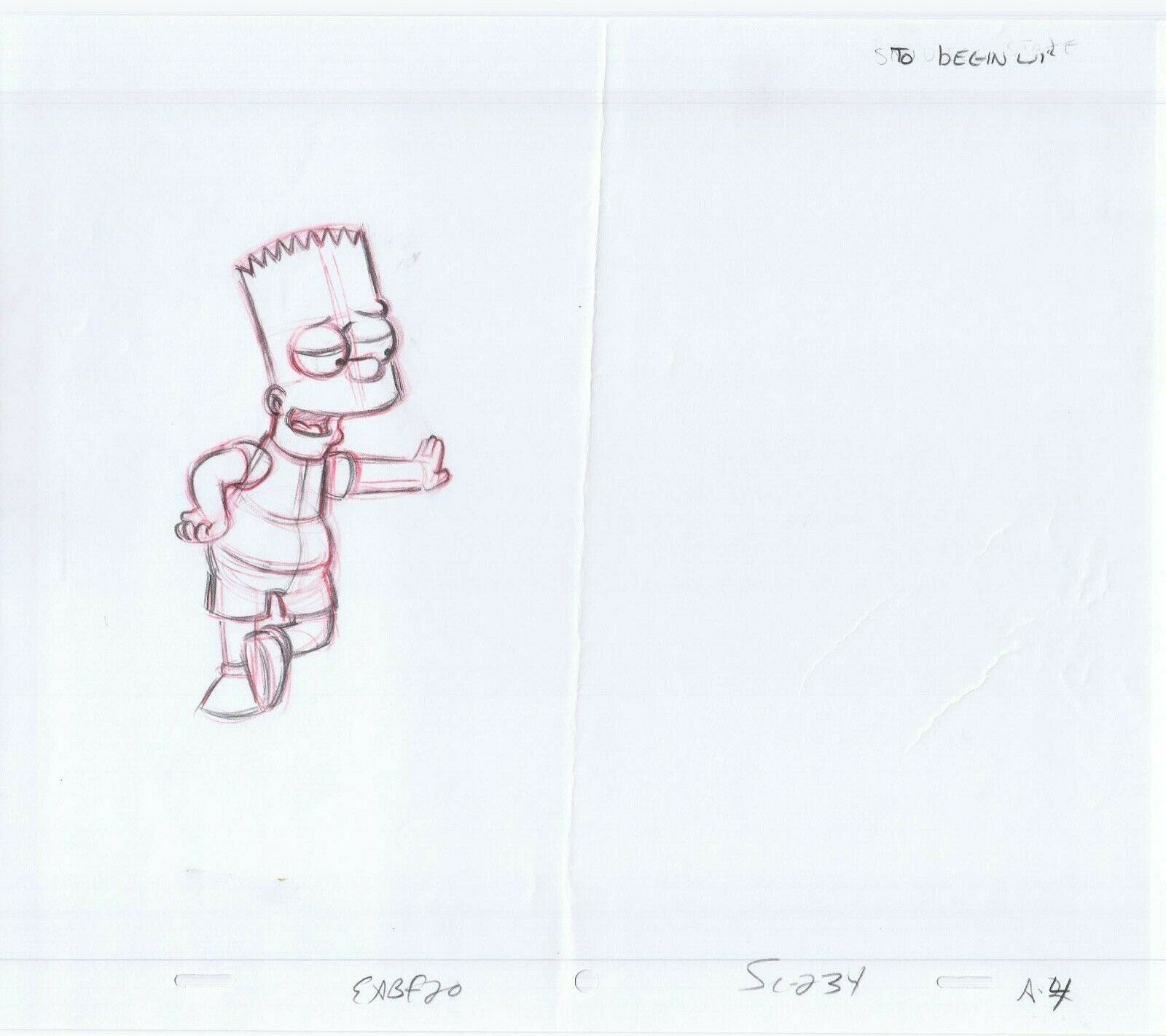 Simpsons Bart Original Art Animation Production Pencils EABF20 SC-234 A.4