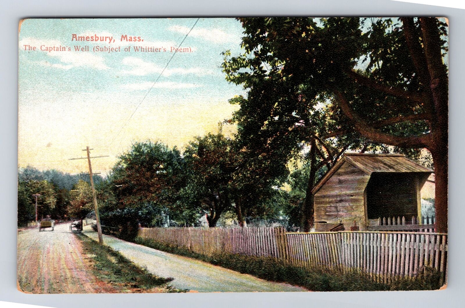 Amesbury MA-Massachusetts, Captain\'s Well, Antique, Vintage c1909 Postcard