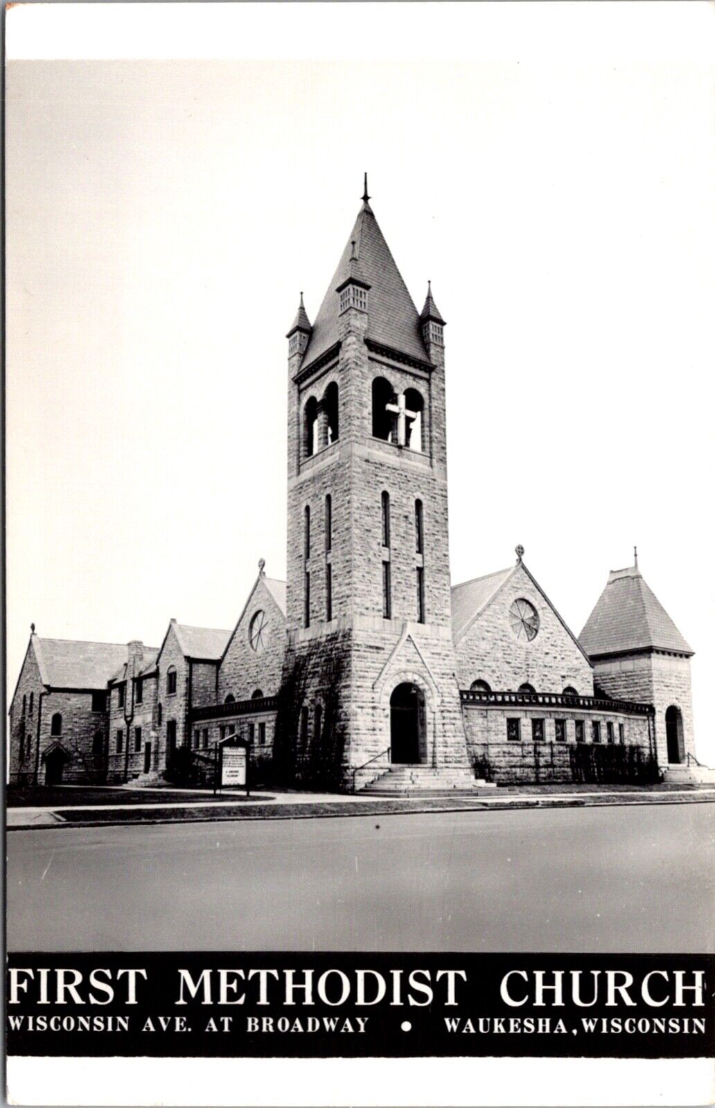 Real Photo Postcard First Methodist Church in Waukesha, Wisconsin