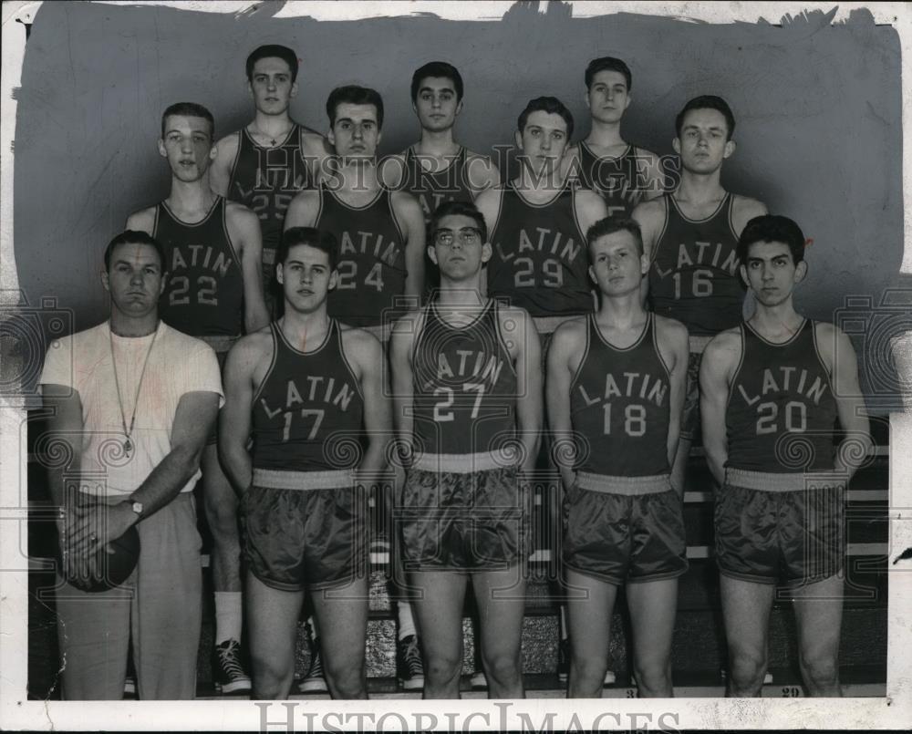 1957 Press Photo Cathedral Latin Varsity Basketball Team - cvb44342