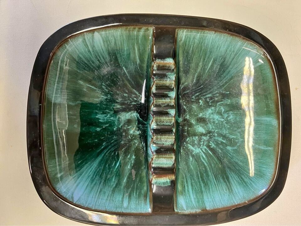 Modern Mid Century Vintage ashtray Large blue-Green Pre owned