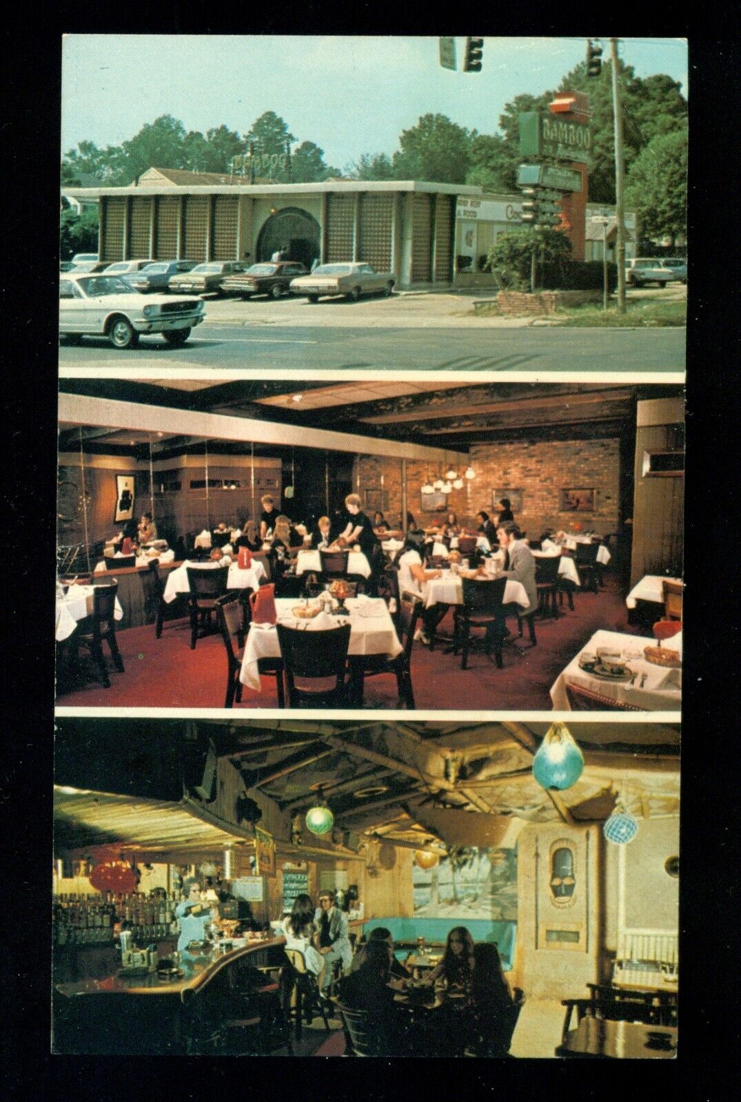 Vintage The BAMBOO restaurant Ad postcard Shreveport La
