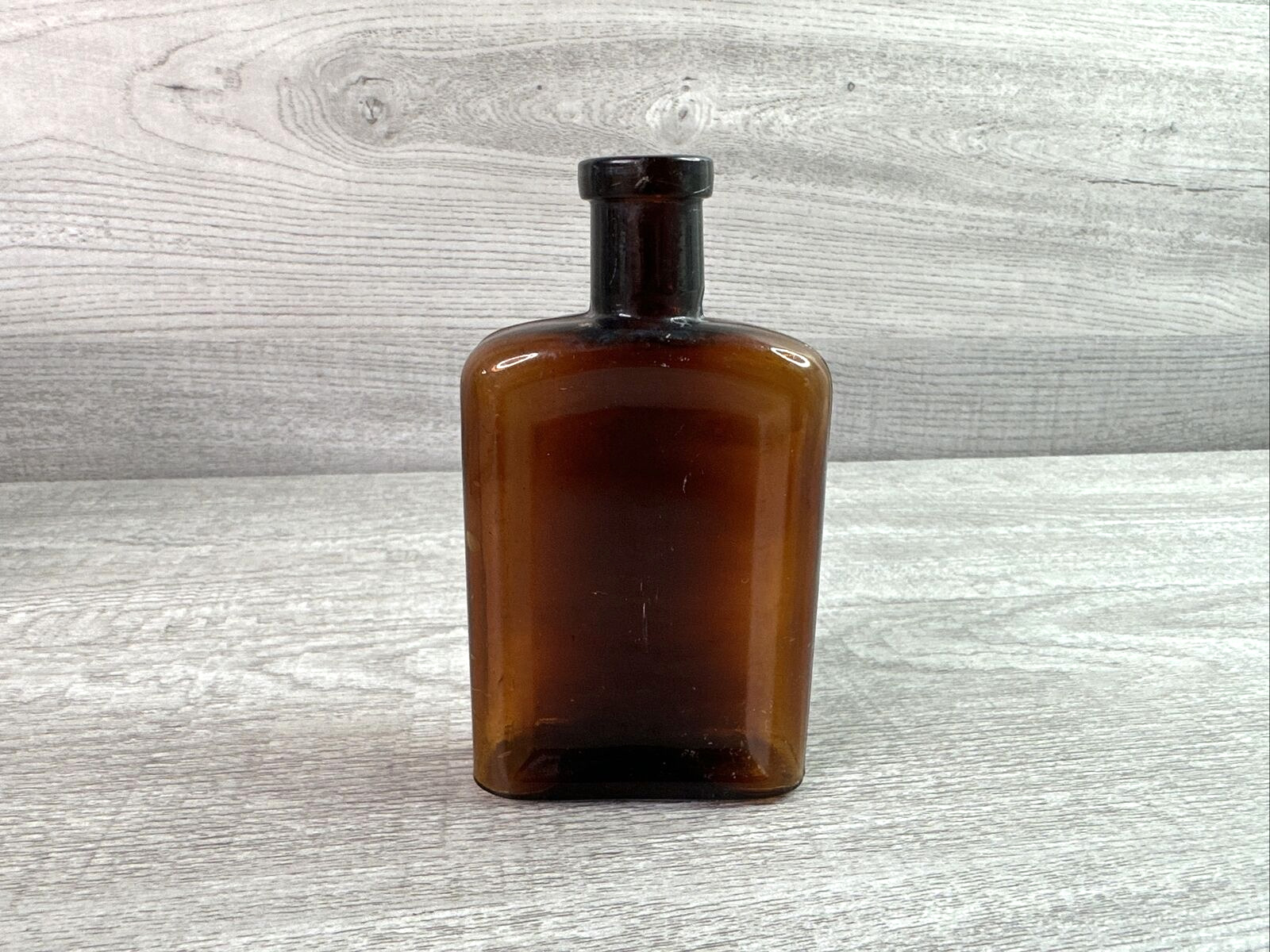 Vintage Amber Flask Medicine Bottle Private Mould