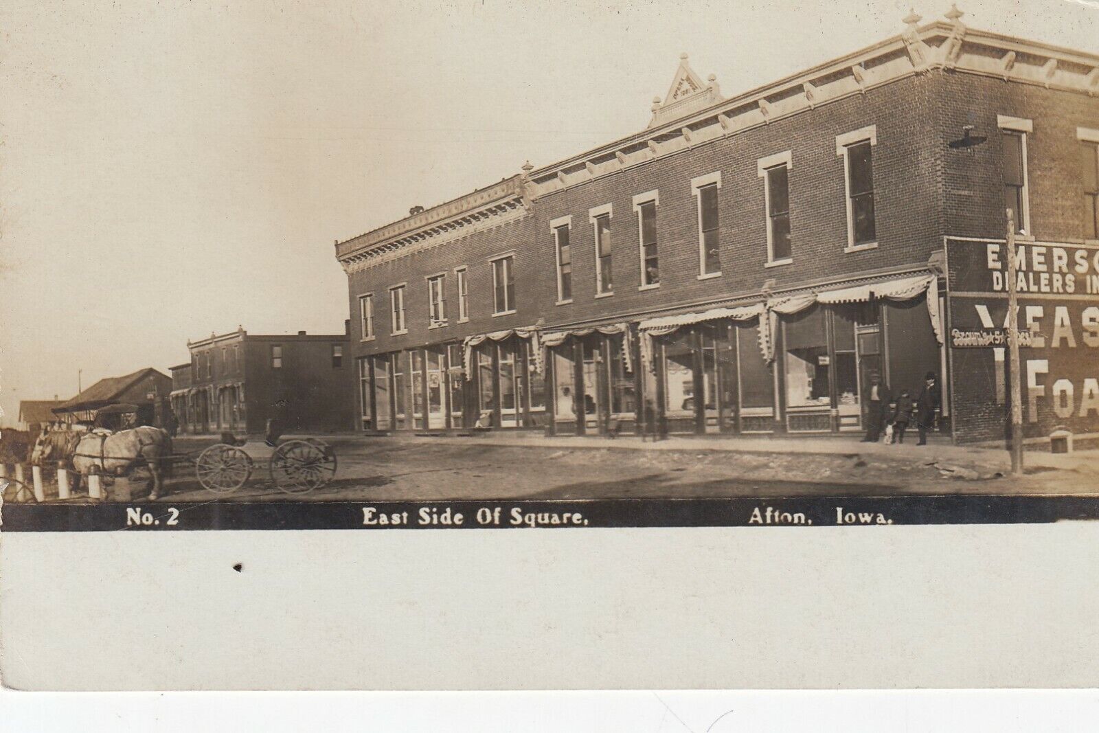 Afton Iowa Real Photo Postcard East Side of Square ,  Early 1900's Emerson  RPPC