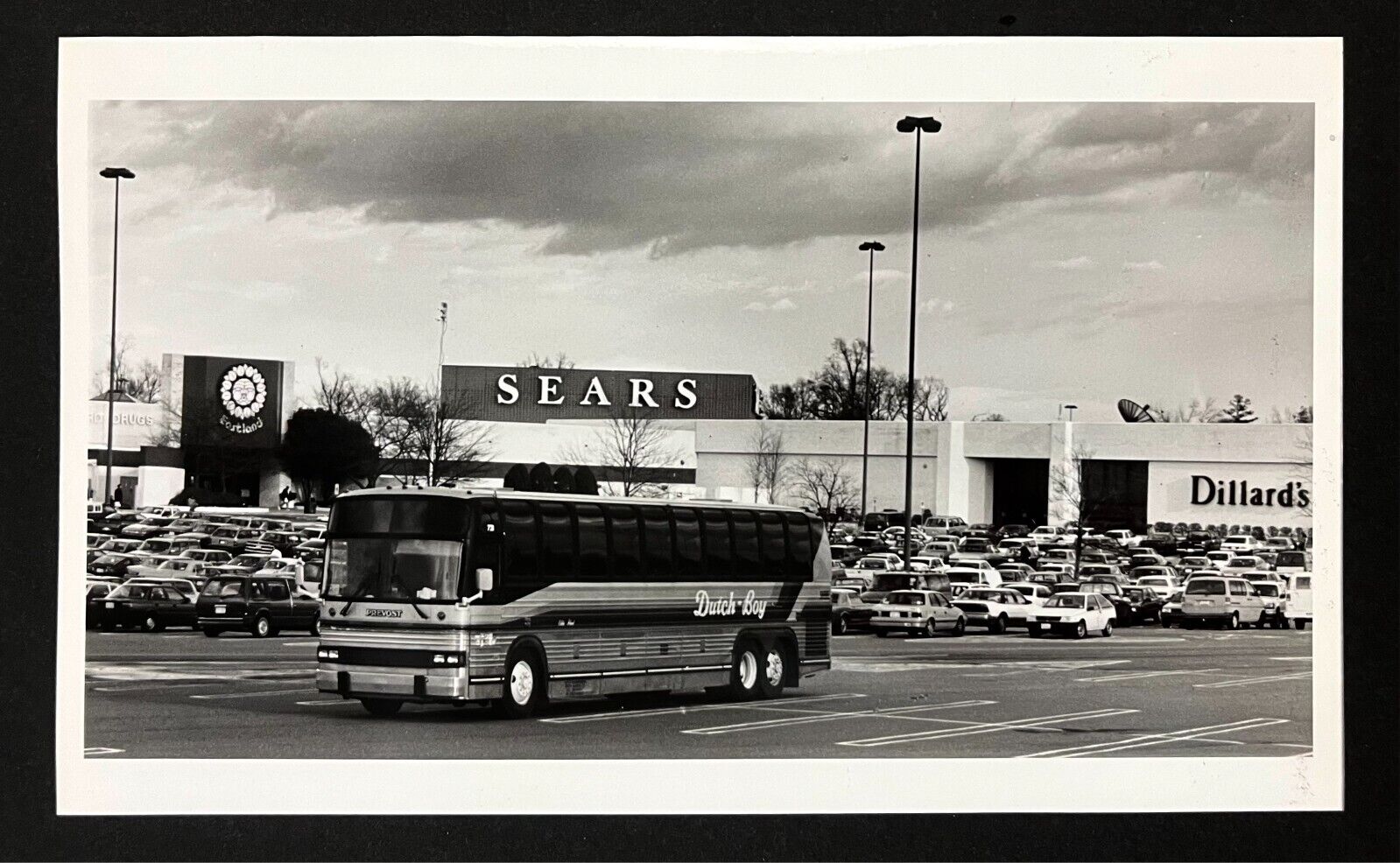 1992 Charlotte NC Eastland Mall Parking Lot Sears Dillards Vintage Press Photo