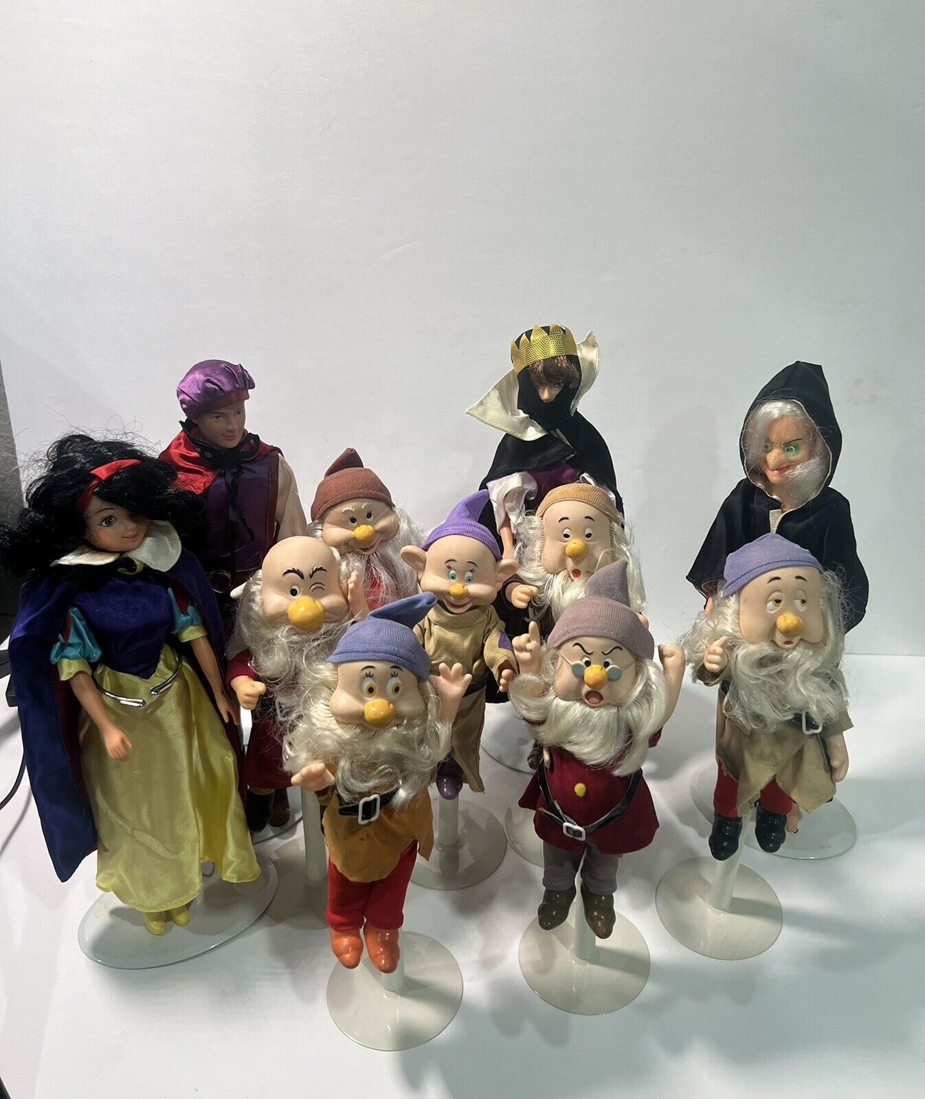 Vintage 1980s Bikin Snow White\'s The Seven Dwarfs Dwarves Doll With Queez & Witc