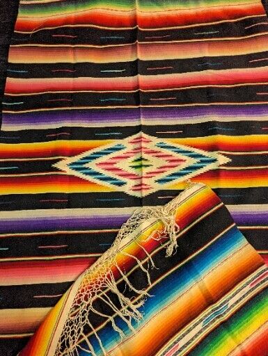 1920S ANTIQUE MEXICAN SALTILLO SERAPE BLANKET TABLE RUNNER BABY SWADDLING CLOTH