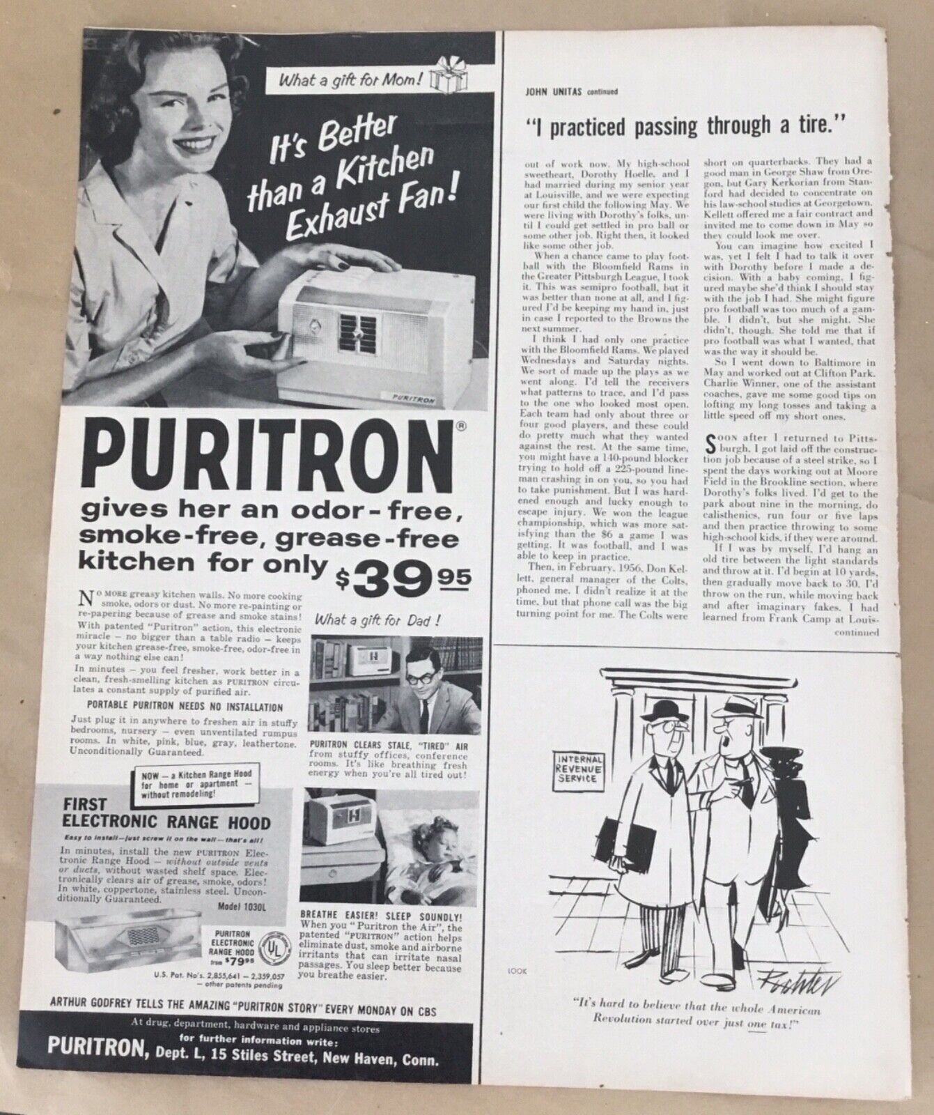 Puritron fan orig vintage print ad 1959 50s art retro home decor appliances