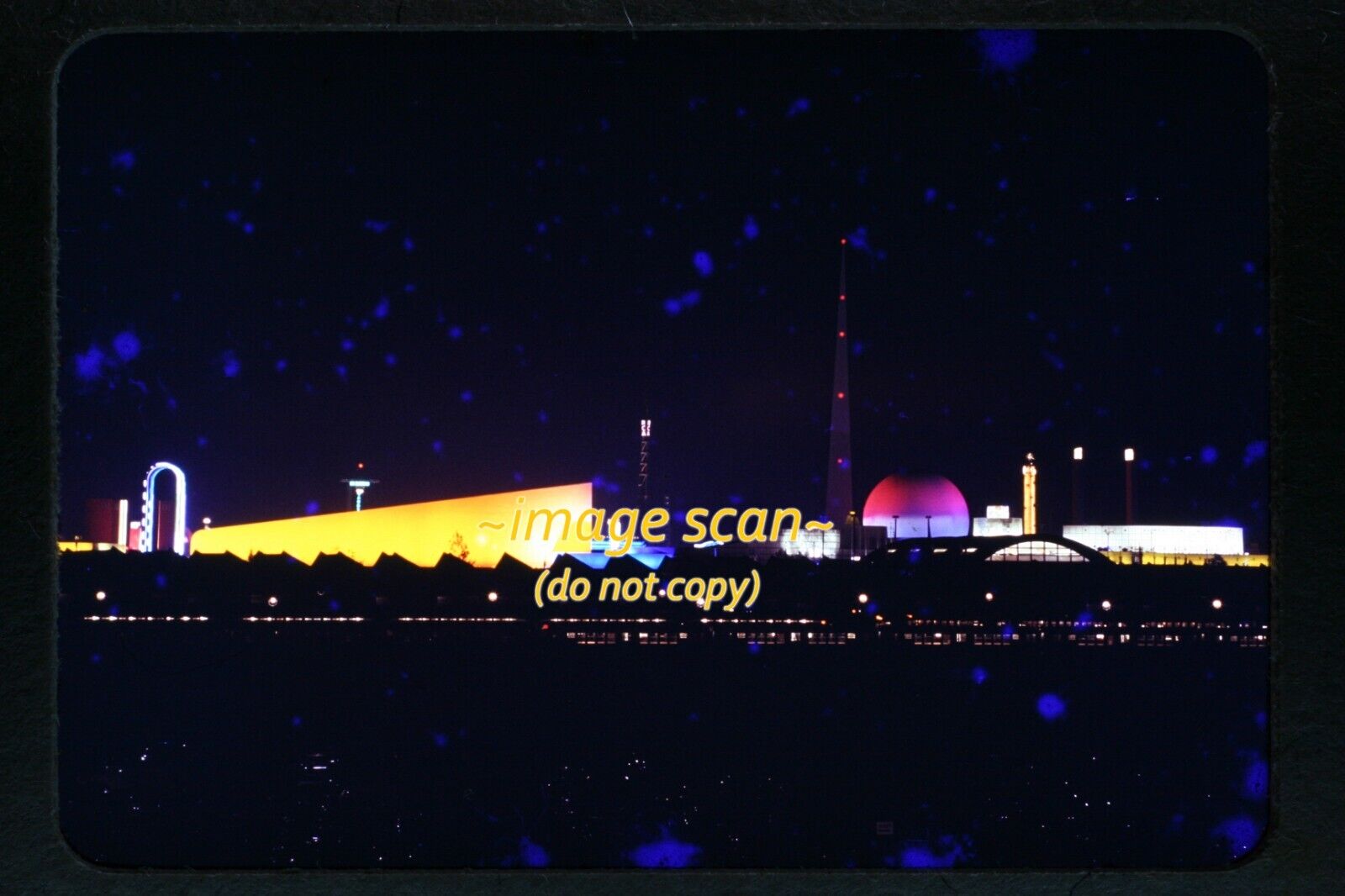 1939 to 1940 New York World\'s Fair, Night View, Kodachrome Slide o1a