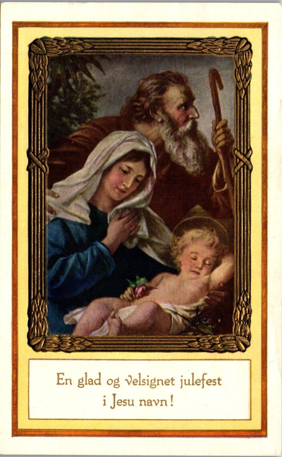 Vintage Postcard Blessed Christmas in Jesus Name Danish Nativity Religious 