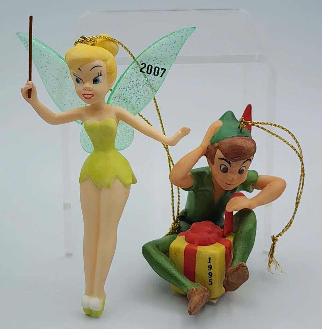 Disney Grolier  2007 Tinkerbell 35500 207 & 1995 Peter Pan 35500 950 Ornaments