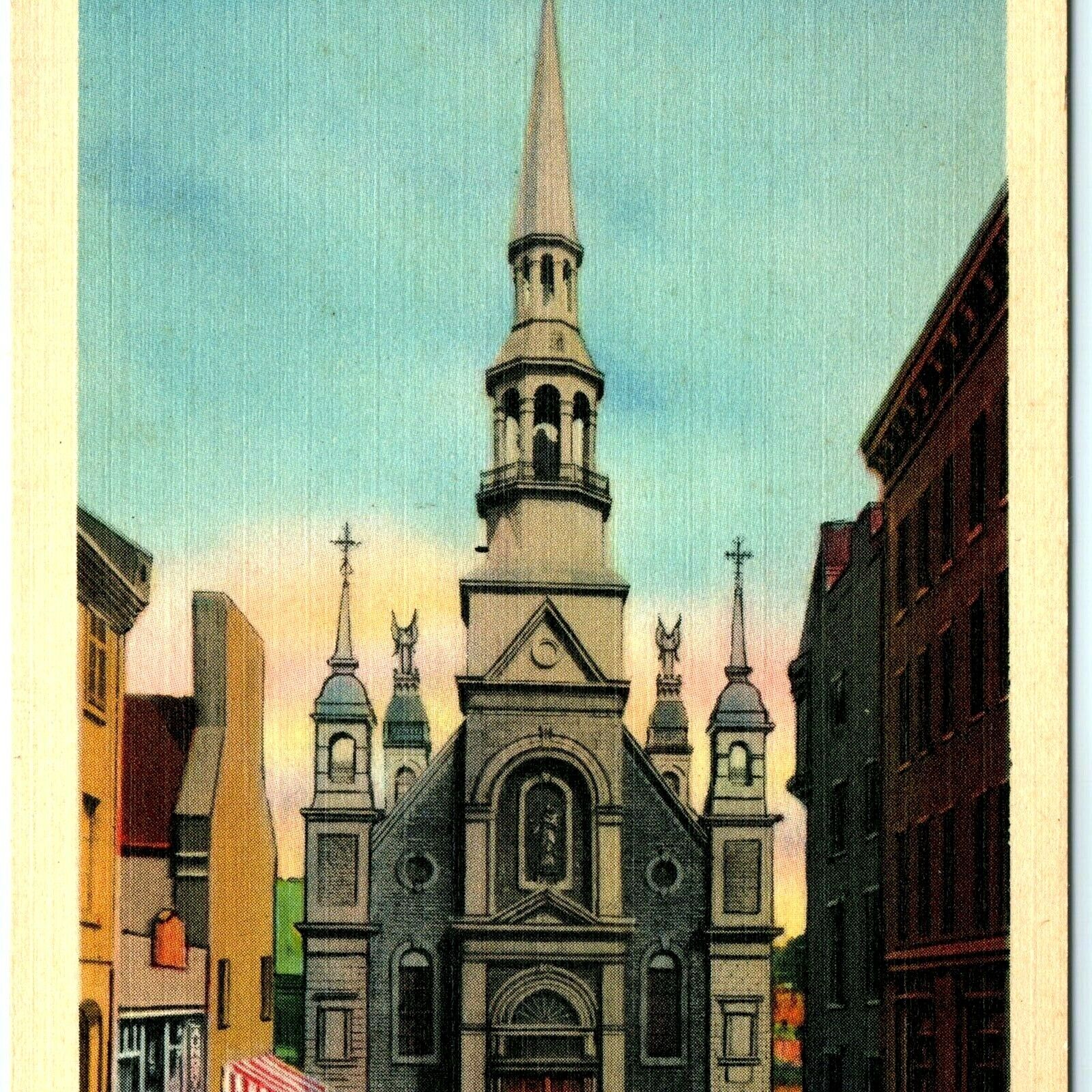 c1930s Montreal Canada L\'Eglise Bonsecours Church Linen Photo Postcard A2
