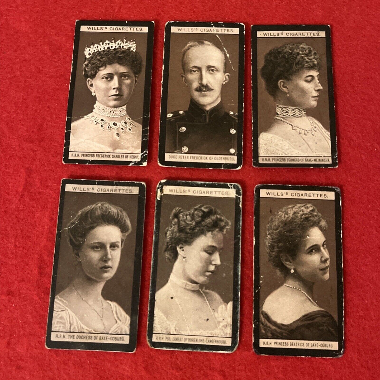1908 Wills Cigarettes “European Royalty” Tobacco Card Lot (6) All F-G Condition