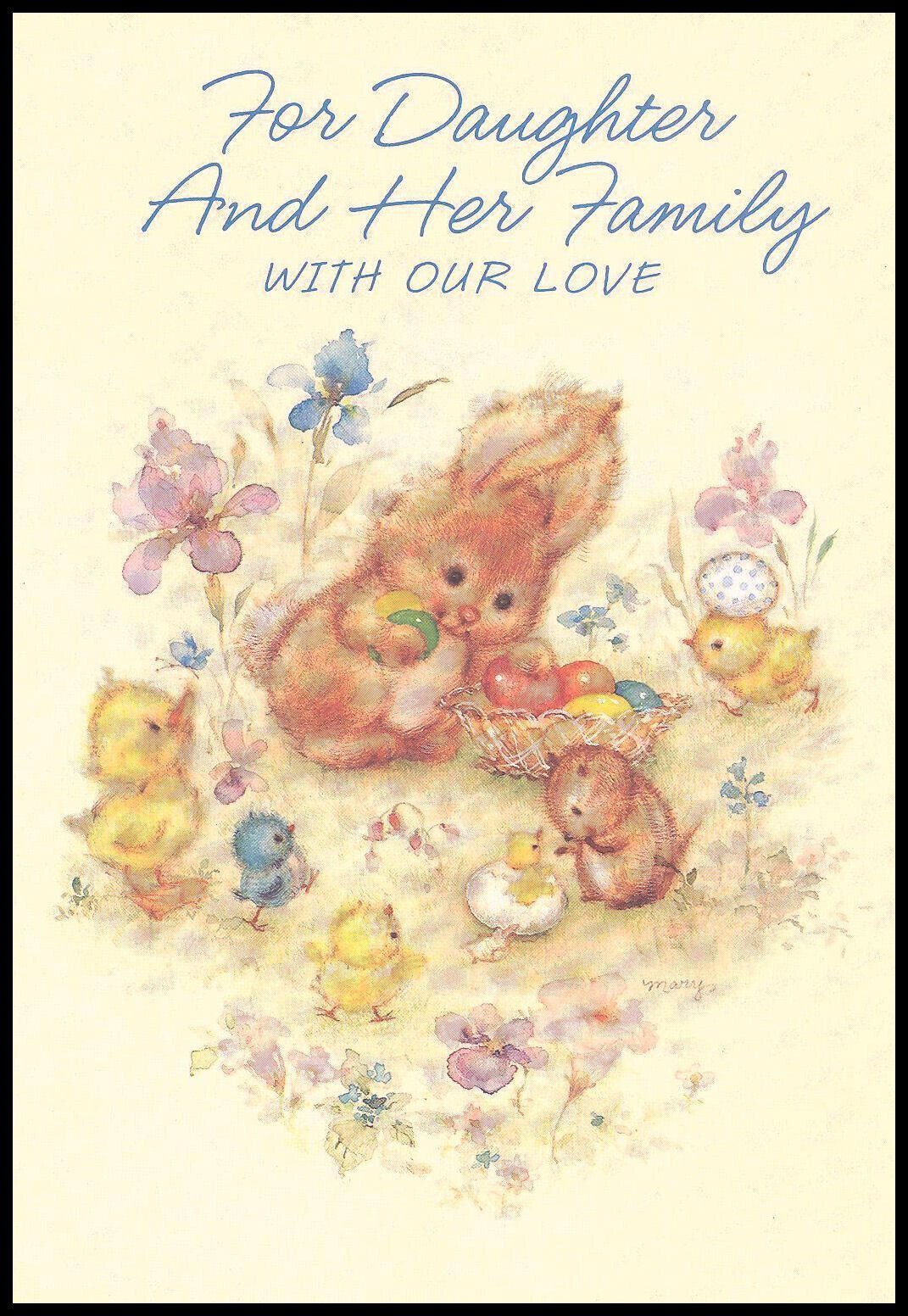 Greeting Card-Chipmunk Rabbit Squirrel-For Daughter-Mary Hamilton-Easter-0032