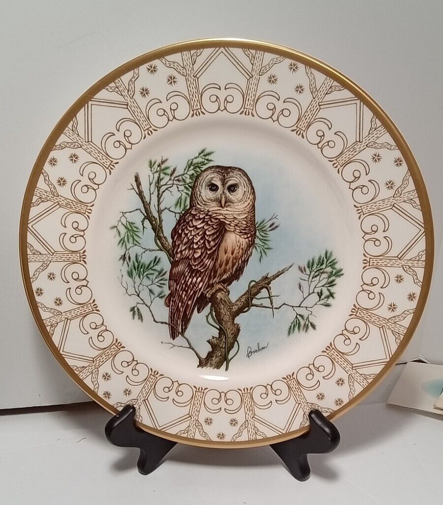 Vintage Edward Marshall Boehm Owl Plate, Boehm Northern Barred Owl