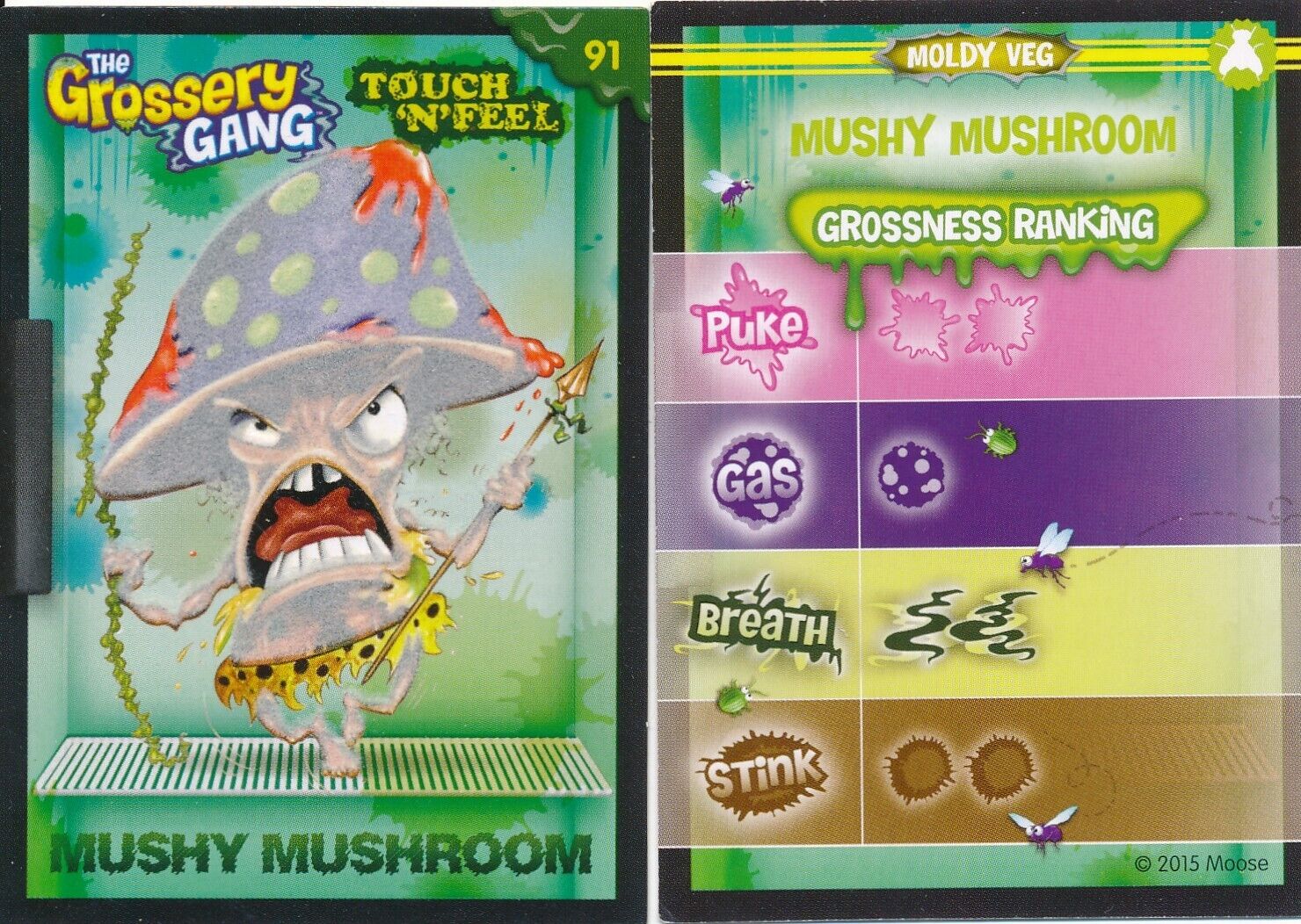 2015 The Grossery Gang Collector Cards Touch N Feel Mushy Mushroom #91 A1563