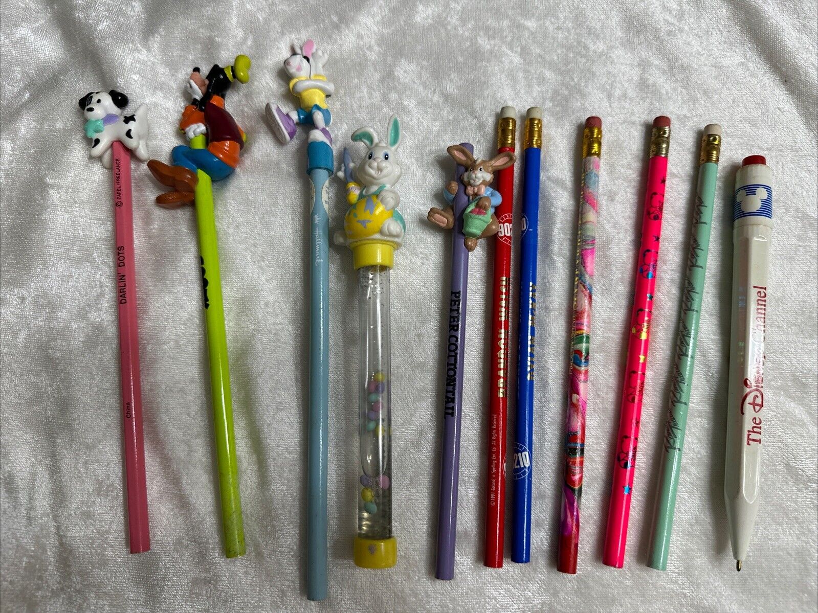 VTG 1990s Pencils Toppers, Goofy, Peter Cottontail, Disney, 90210, Randy Travis