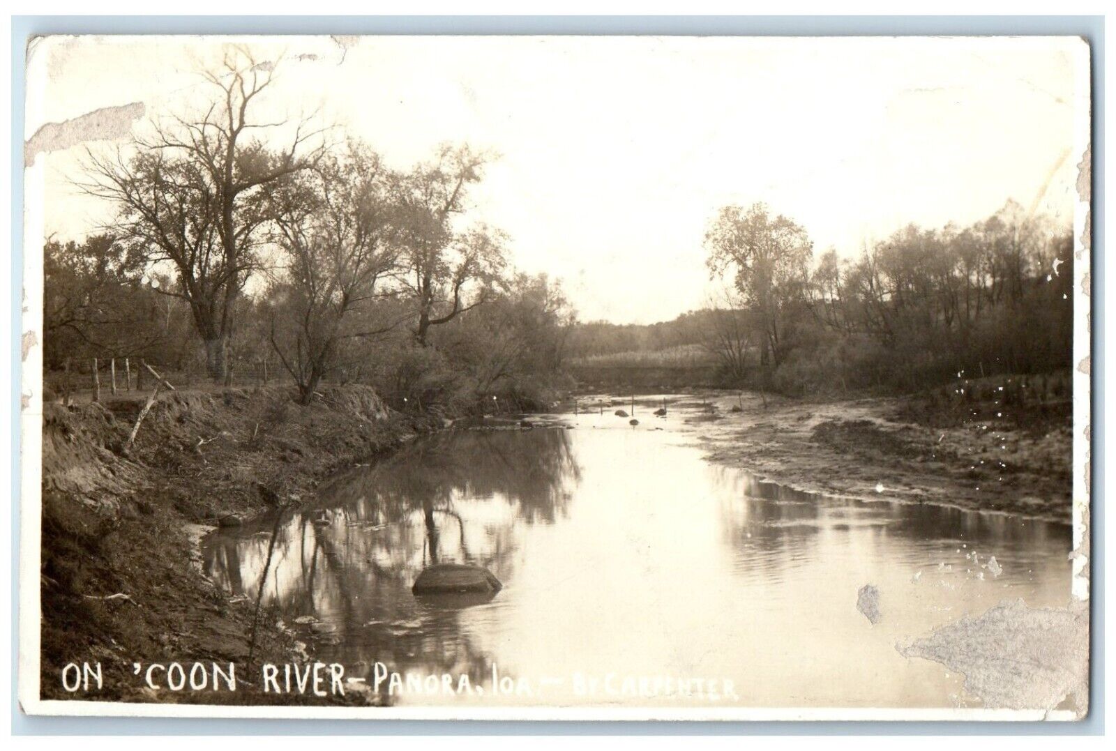 1914 View On Coon River Panora Iowa IA Carpenter RPPC Photo Antique Postcard