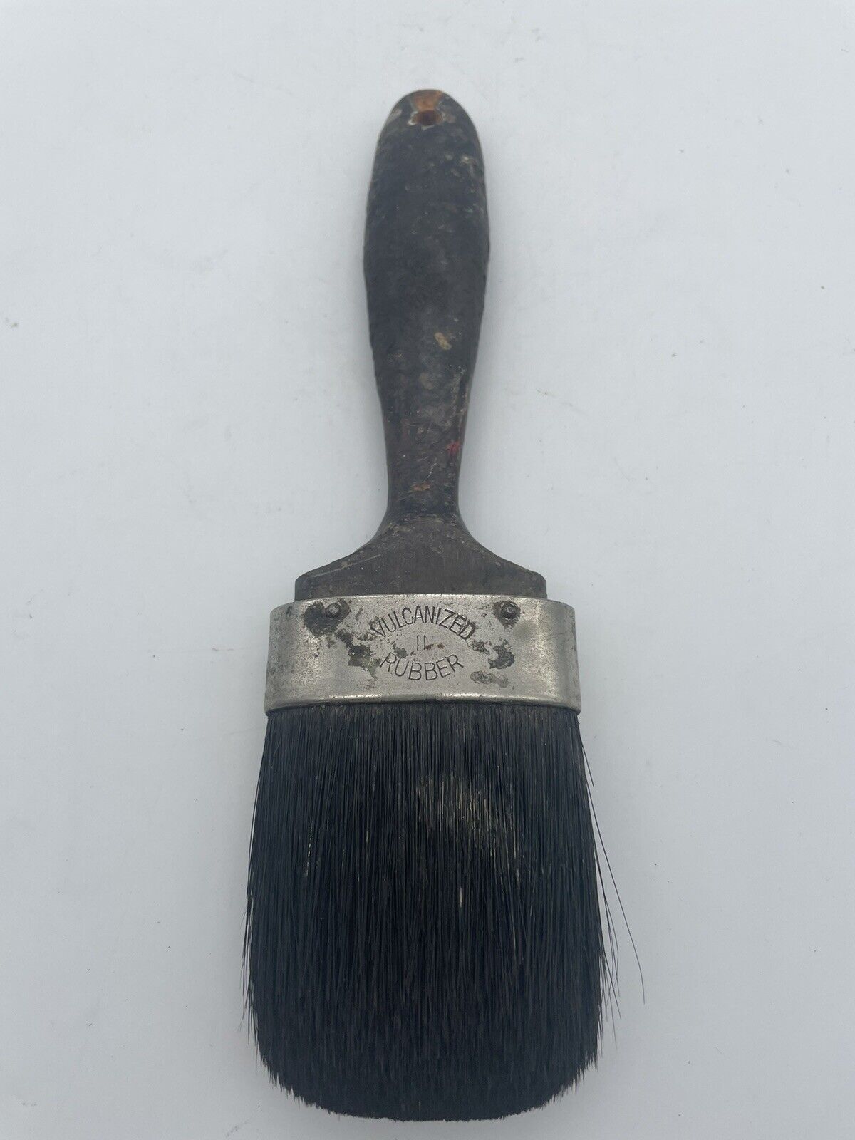 Vintage Paint Brush Vulcanized Rubber Natural Bristle Horsehair 3”