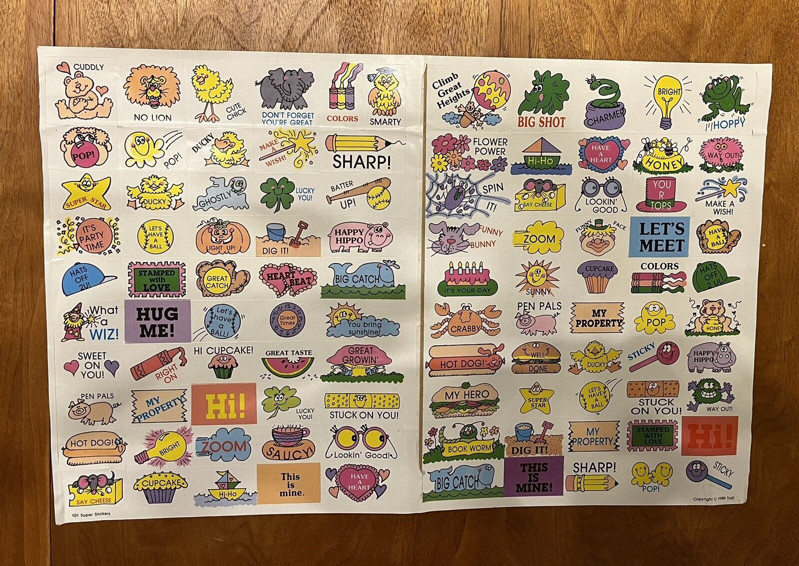 Vintage 1989 Troll Sticker Sheet 101 Super Stickers