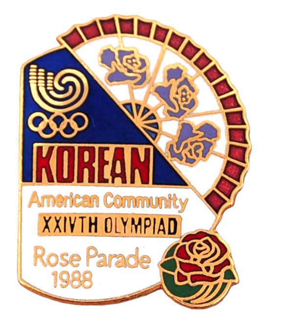 VTG 1988 KOREAN American Community XXIVTH Olympiad Rose Parade Lapel Hat Pin