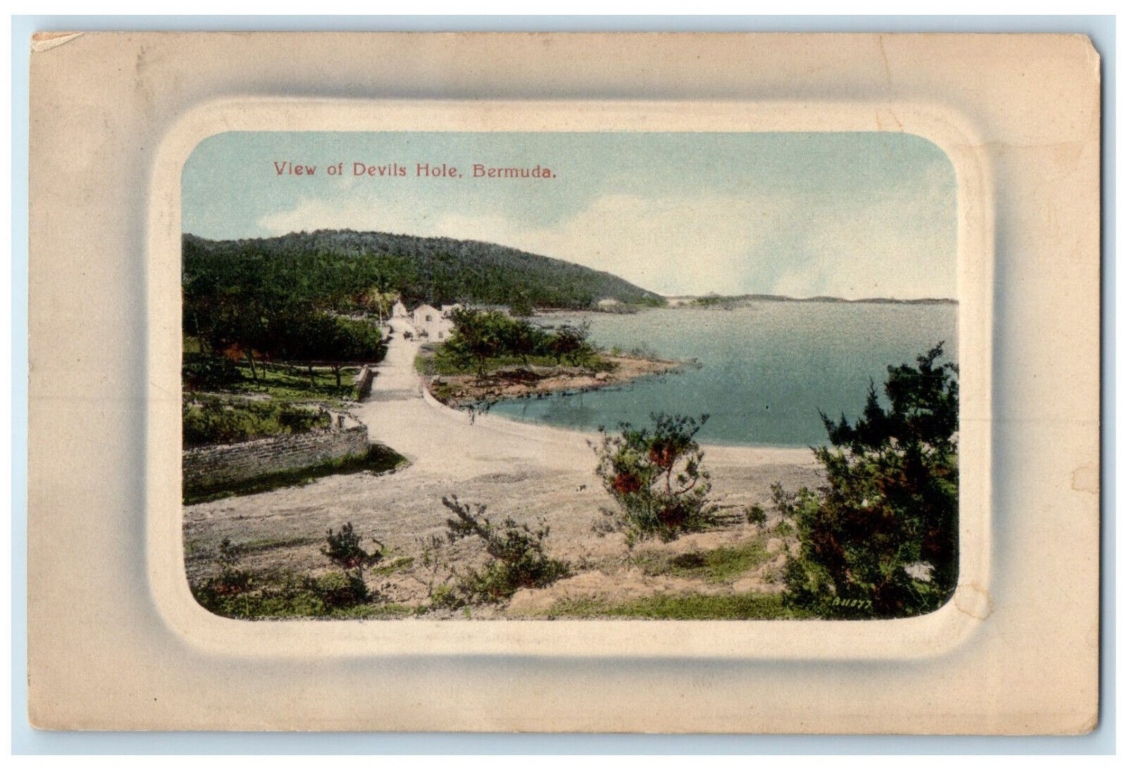 c1910 Road Hill View at Devils Hole Bermuda Antique Posted Embossed Postcard