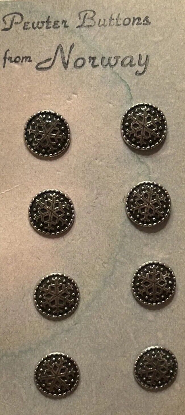 Vintage Pewter Buttons, Norway Snowflake ❄️ Intricate PERFECT On Sweaters 5/8”